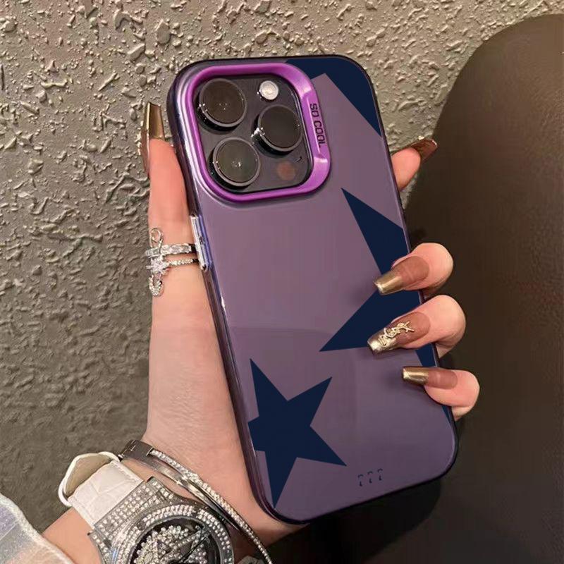 Material Phone Case for iPhone 16 17 Cases iPhone 16e 15 14 13 12 11 Pro Max XS X XR 7 8 Plus Black Leopard Print Star Cover