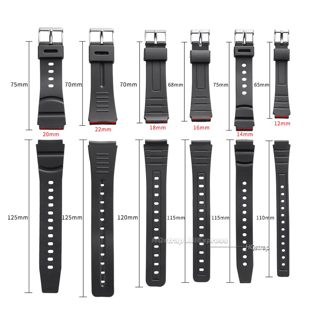 New Rubber Watch Strap 12mm 14mm 16mm 18mm 20mm 22mm for Casio F91W W-800H F84 F105 AE1200/1300 Bracelet Replacement Wrist Band