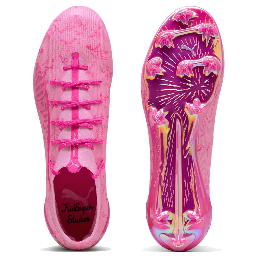KIDSUPER x PUMA ULTRA 5 ULTIMATE Pohodlné a lehké FG kopačky na pevný povrch, odolné proti oděru, Unisex Růžové 108414-01