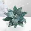 Faux Velvet Artificial Christmas Flower with Glitter 26cm Christmas Tree Wreath DIY Vibrant Color Xmas Tree Decor Party Decor