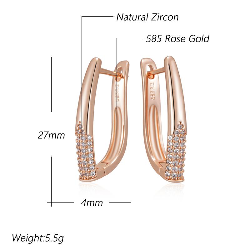 Trendy  Rose Gold Hoop English Earrings For Women Luxury Full Natural Zircon Accessories Vintage Bride Wedding Jewelry