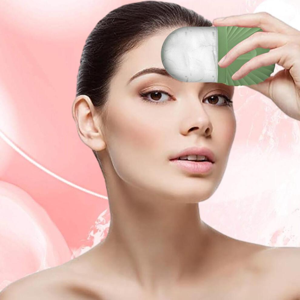 Face Ice Roller Silicone for Face and Eyes, Cooling Puffiness Relief, Reusable Freezable Green Shell Design
