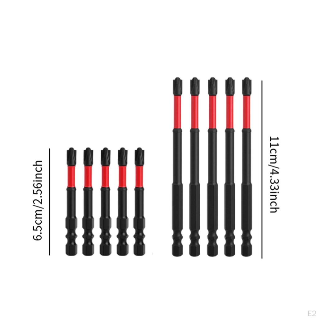 10PC Impact Attractive Screwdriver Bit Set for Electricians Sturdy Professional 6.5cm & 11cm High