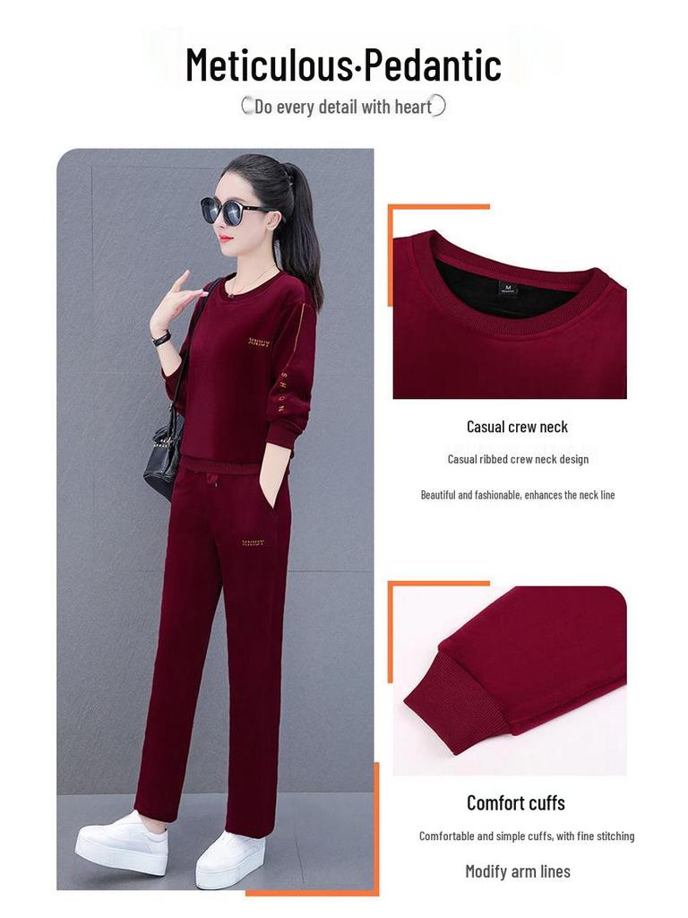 Dámská podzimní/zimní ležérní sportovní souprava: Módní, Omlazující, Volný, Zeštíhlující, S plus sametem, Zesílený dvoudílný.