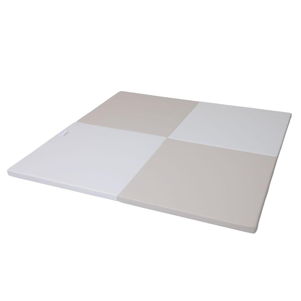 Gymnastic mattress Satellite 150x150x4 cm four-piece - white and beige