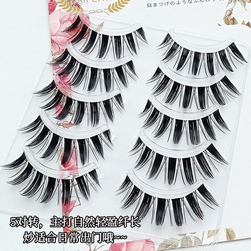 Lashie - Set of 5 Pairs: Spikey Clear Band False Eyelashes