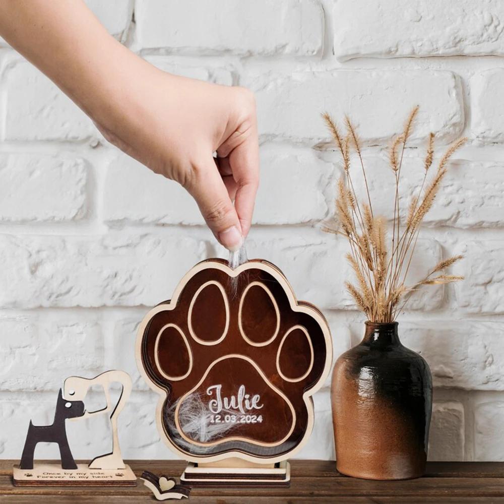Personalized Pet Memorial Box For Fur Custom Dog Cat Hair Keepsake Shadow Box Creative Pet Fur Memorial Souvenir Unique Gift
