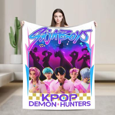 Saja Boys Kpop Demon Hunters Blankets Flannel Awesome Soft Throw Blanket for Chair Covering Sofa Winter