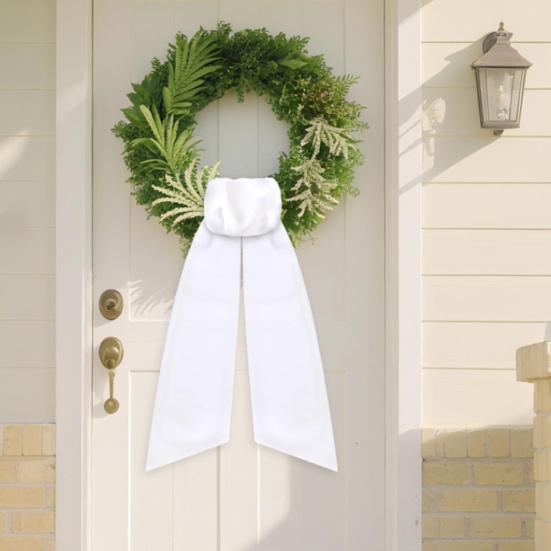Yousheng 2 Pcs Wreath Sash for Front Door Blank Satin Wreath Sash Embroidery Monogram Plain Ribbon Accessories for Xmas Party Yard Doorway Indoor