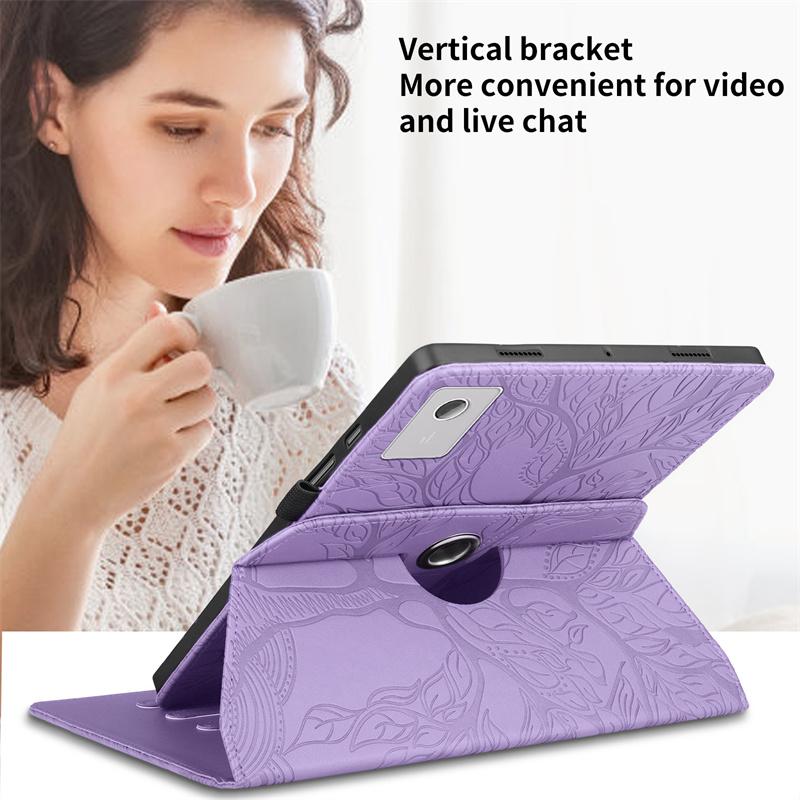 For Lenovo Idea Tab Plus 12.1 Case Tb361fu Tb365fc Embossed 360 Rotating Stand Tablet Funda For Lenovo Idea Tab Plus Case 12.1"