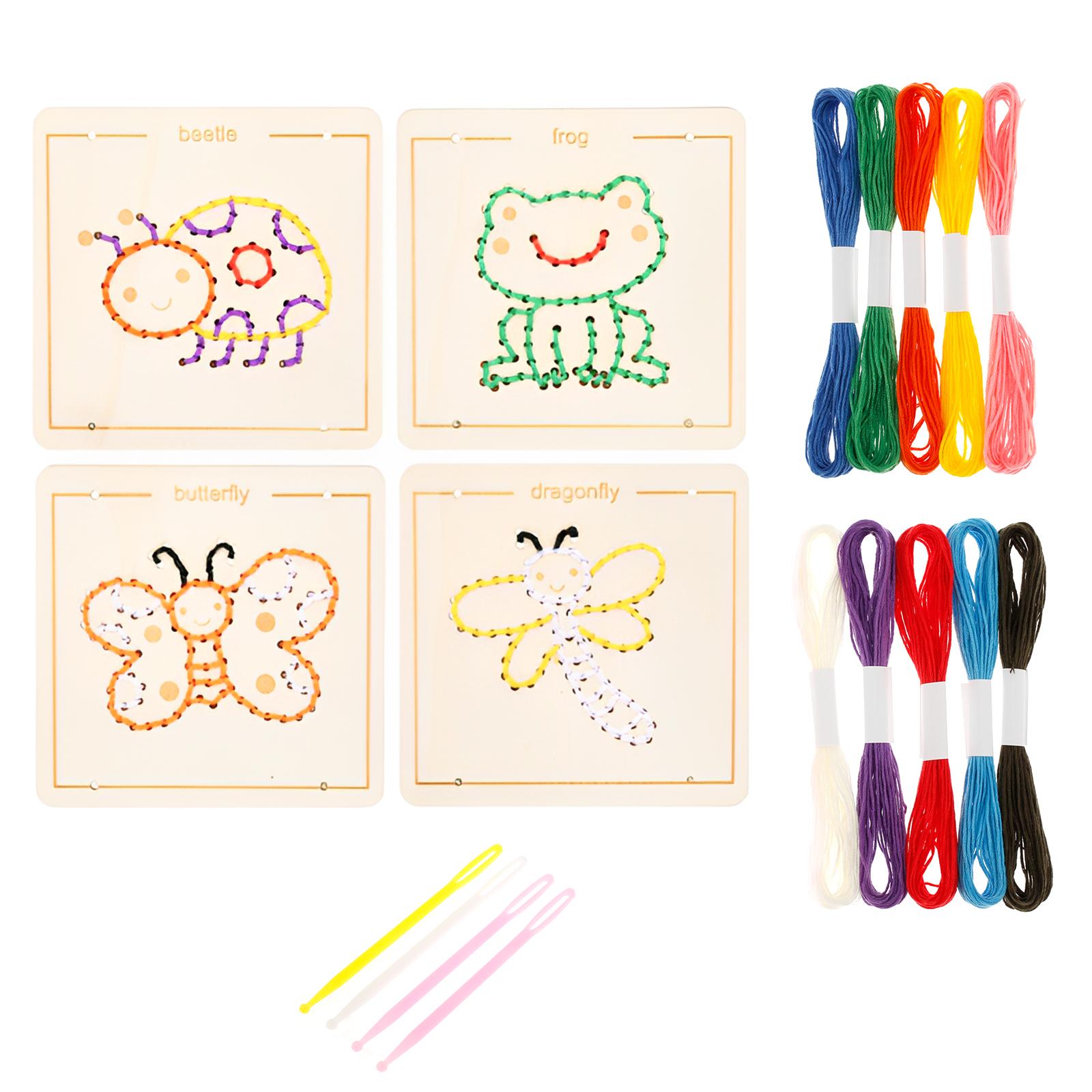 

Wooden Sewing Toy Set Cute Animal Wooden Threading Toy Kit Toddlers DIY Embroidery Game Toy Motor Skills Toy Threading Kids Gift