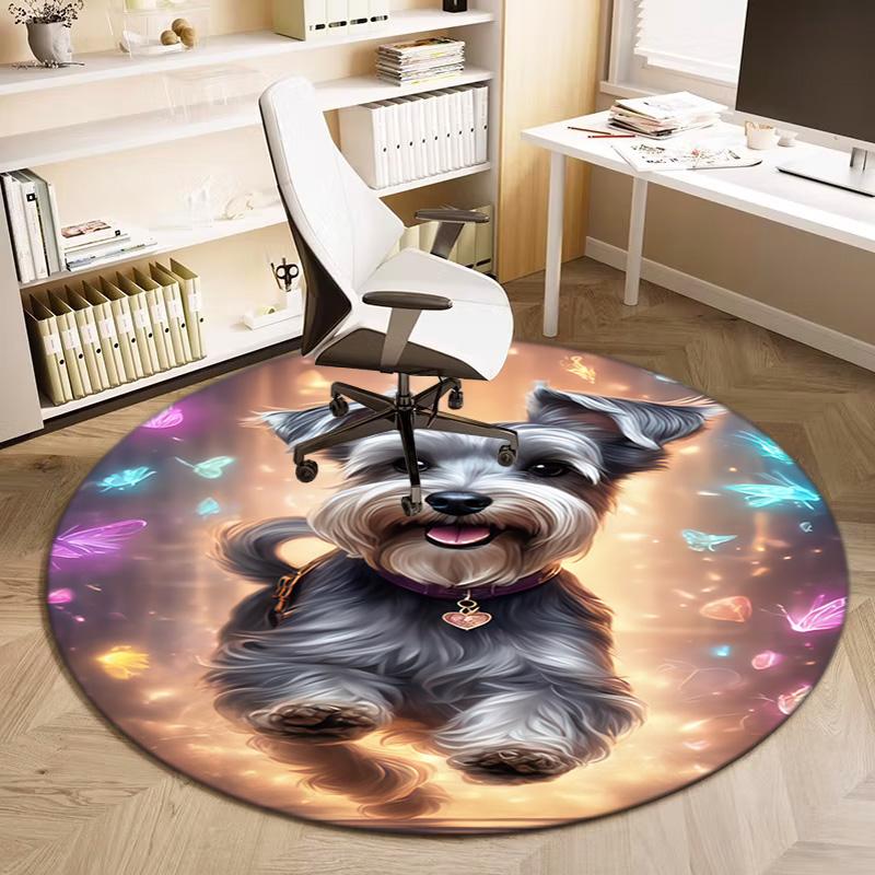1 Stück Süßer Haustier Chihuahua Border Collie Aufdruck runder Teppich, Fußmatte für Zuhause, Outdoor-Reiseschutzteppich