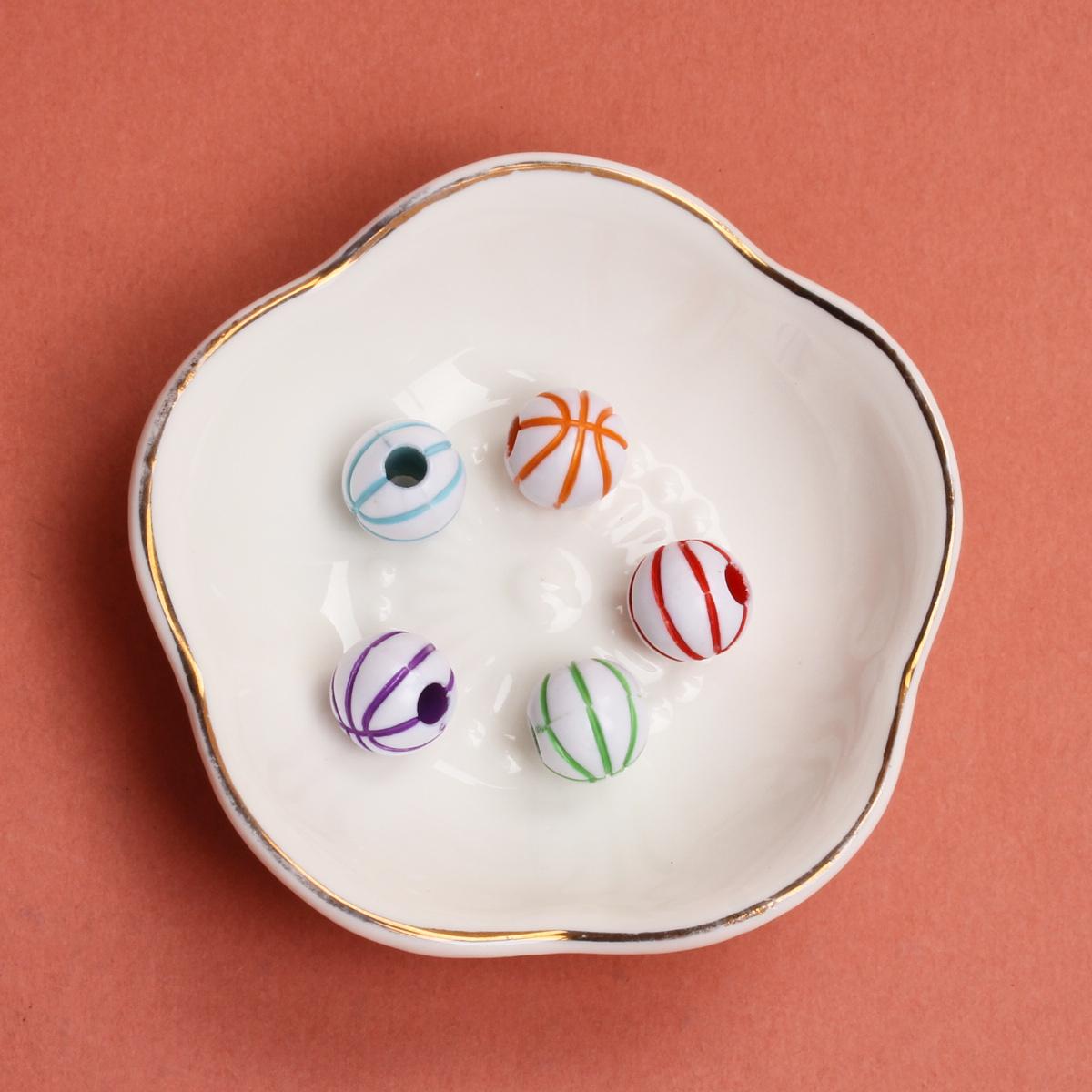 

С отверстием 5 шт. россыпью бусин 11 мм подвески круглые футбольные мячи баскетбольные акриловые браслеты принадлежности для изготовления ювелирных изделий футбольные бусины 15,5 мм Style 2