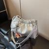 Folded Underarm Lychee Pattern Fashionable and Simple Chain Versatile Single Shoulder Oblique Span Handbag