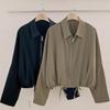 Open Run Women S Black Khaki String Zip Up Jumper