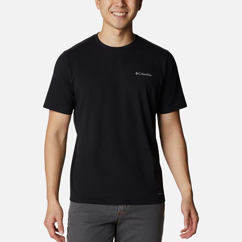 Columbia Moisture-Wicking Breathable Printed Short Sleeve UPF 50 Sun Protection T-Shirt Unisex Tops Black AE0805-010