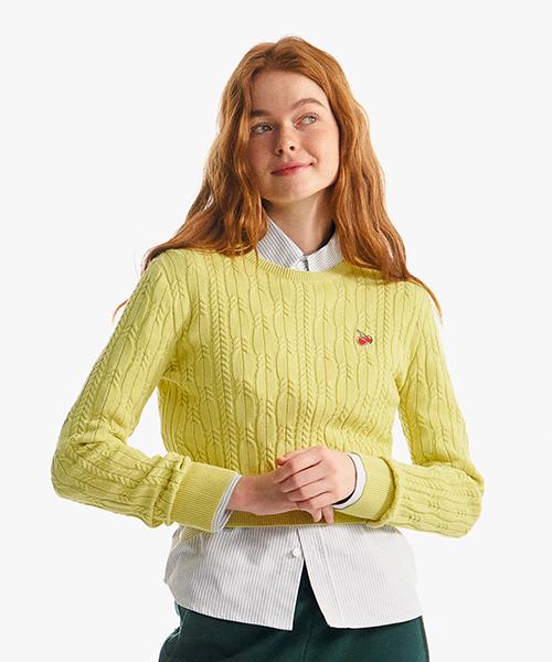 Kirsh Small Cherry Cable Crop Knit [Lime] Lime/1 Size