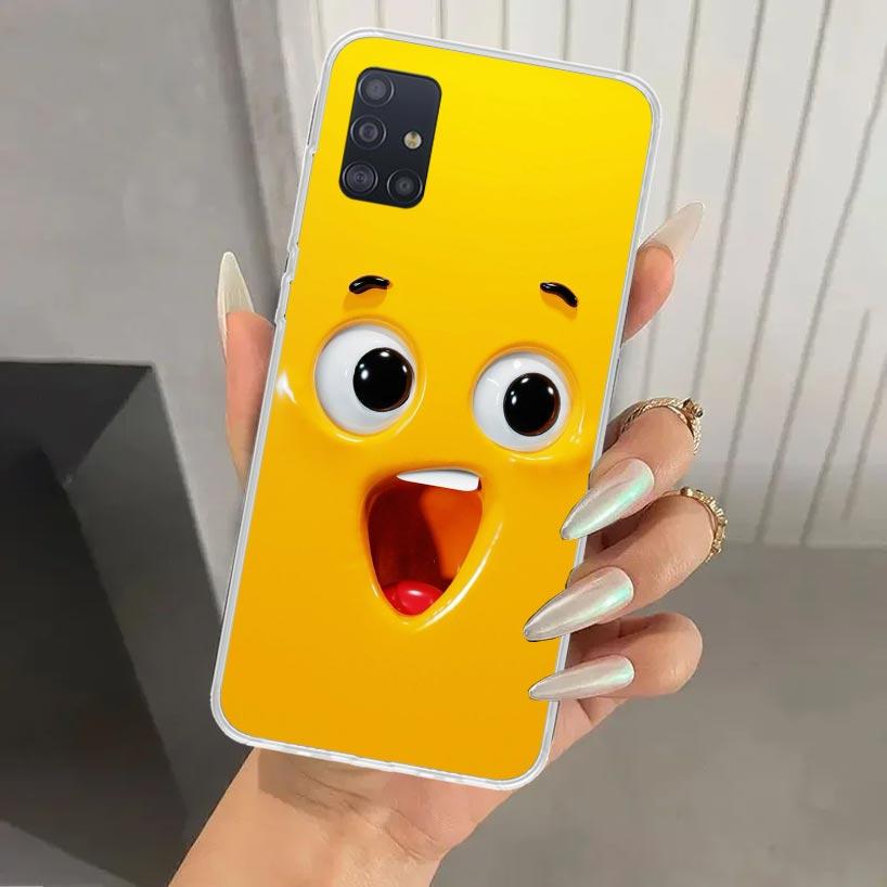 Funny Face Cute Phone Case for Samsung Galaxy A52 A32 A22 A12 A02S A50S A30S A10S Note 20 Ultra 10 Plus S10 A31 A20 A71 A72 Gala