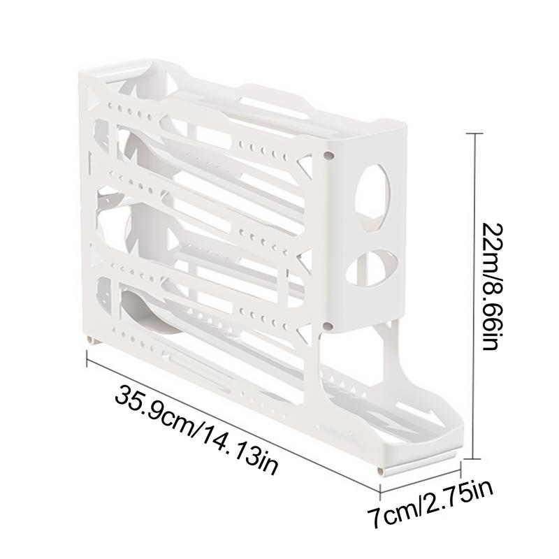 Rolling Egg Dispenser For Refrigerator Egg Organizer For Refrigerator 4 Tiers Space-saving Kitchen Organizers Stackable Large