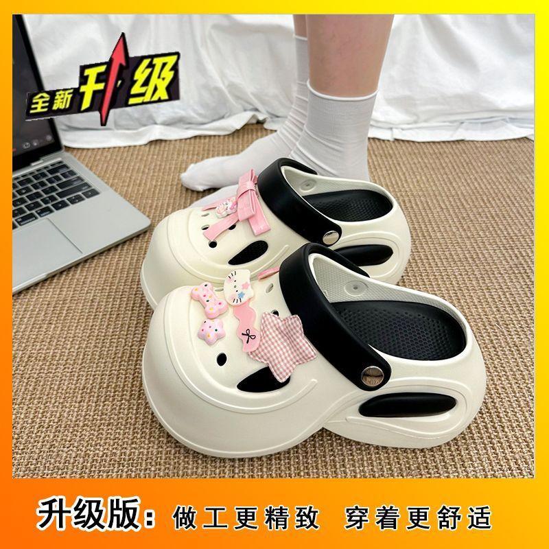 Wear seaside casual bag head cool slippers women's non-slip beach heightening thick-soled hole shoes 2025 summer and autumn new models