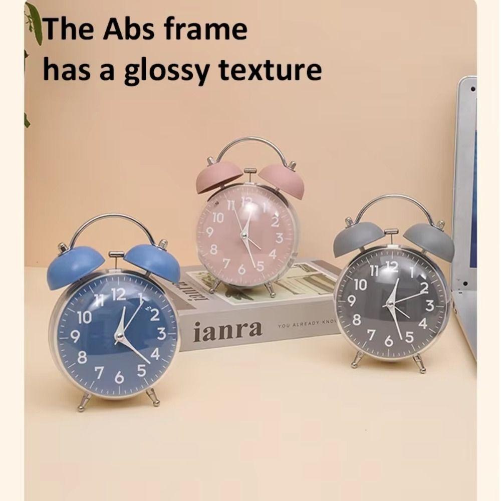 Loud Alarm Twin Bell Clock Soft Night Light Bedside Wake-up Clock Mechanical Clock  Dormitory