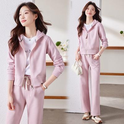 Spring Autumn Womens Fashion Casual Running Tracksuit Stand Collar Open Front Loose Breathable Two Piece Set