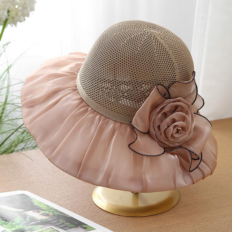 New bucket hat women's summer flower visor UV protection beach hat big brim fashion hat foldable mother