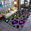 Colorful Heart and Leopard Print Abstract Gray Living Room Carpet Suitable for Use As an Anti-slip for Living Room Bedroom Sofas