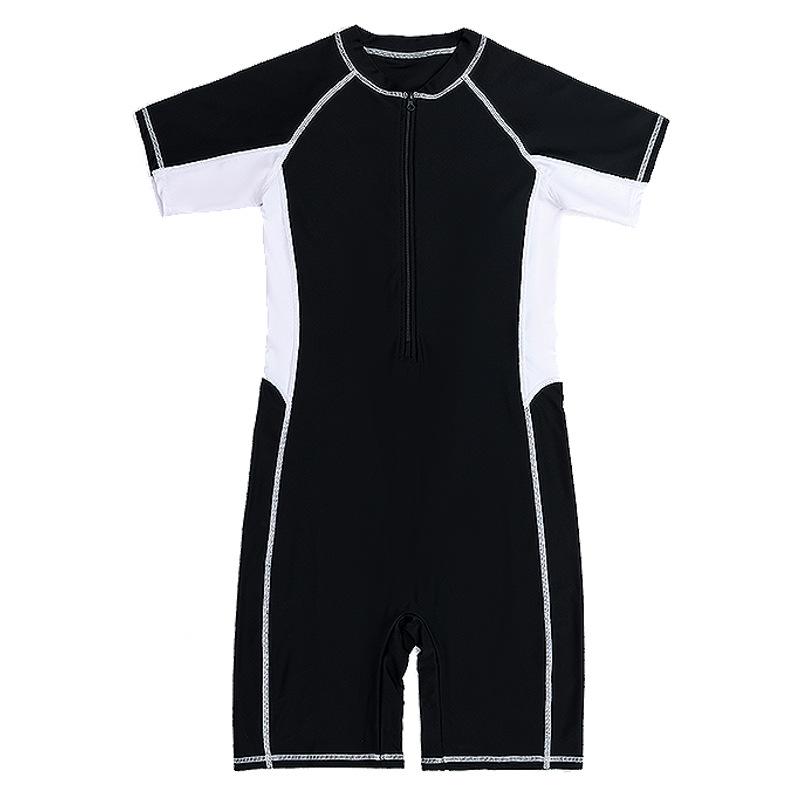 2025 New Boys' One-Piece Swimsuit: Sun Protection & Professional Training Wear for Medium & Large Kids