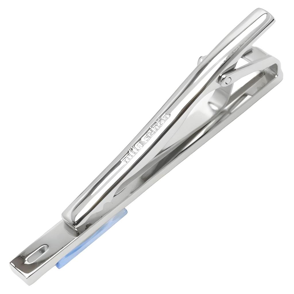 Mila Schon Slit Plate Blue Glass Tie Bar MST8395 Clip/Tie