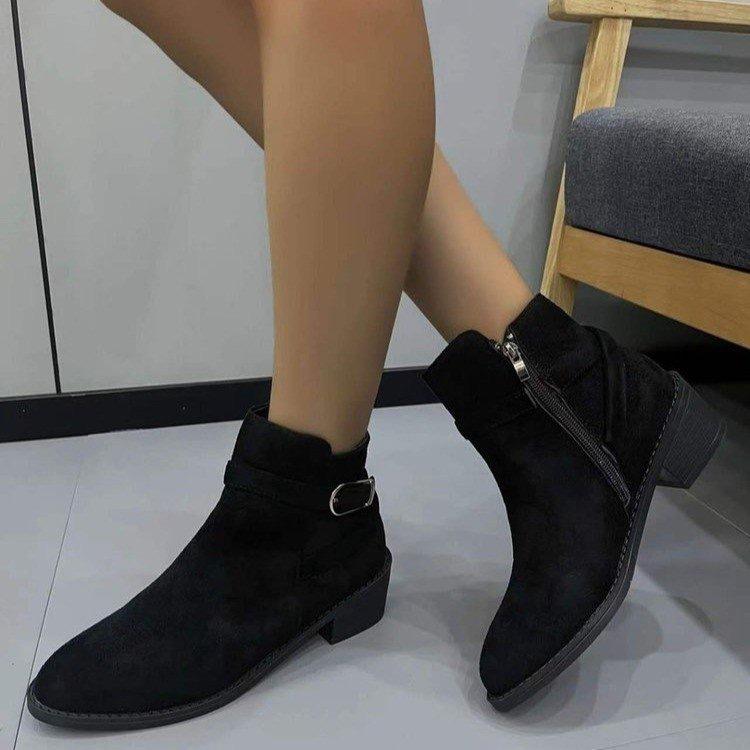 Short Boots for Women 2025 Autumn New Item European and American Retro Pointed Short Boots Fashionable Mid Heeled Women