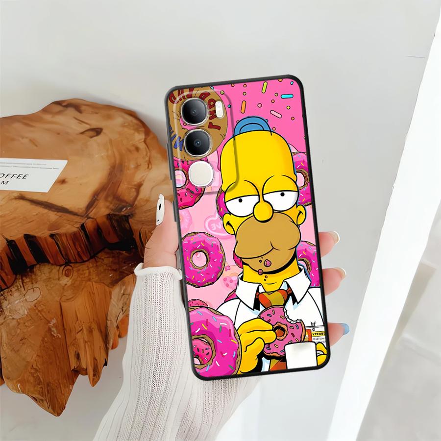 Phone Cover Case for Vivo V21E V23 Y53S V27 Y52S Y93 Y51S Y78 Y71 Y91 Y50 Y95 V29 Y75 Y81 V25 V30 S-simpsons Donut