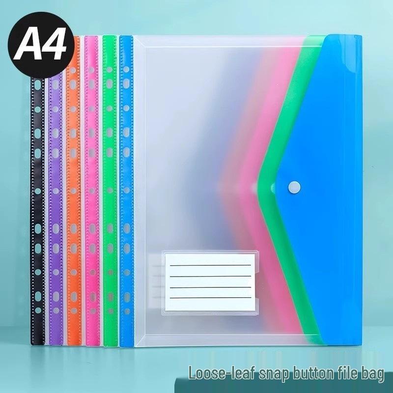 A4 11-Hole Vertical Loose-Leaf Document Bag with Colored Labels