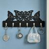 Coat Hook with 6 Metal Hooks Wall Mounting Nail-Free Hooks Butterfly Hollow Design Storage Rack for Keys Bags Small Items