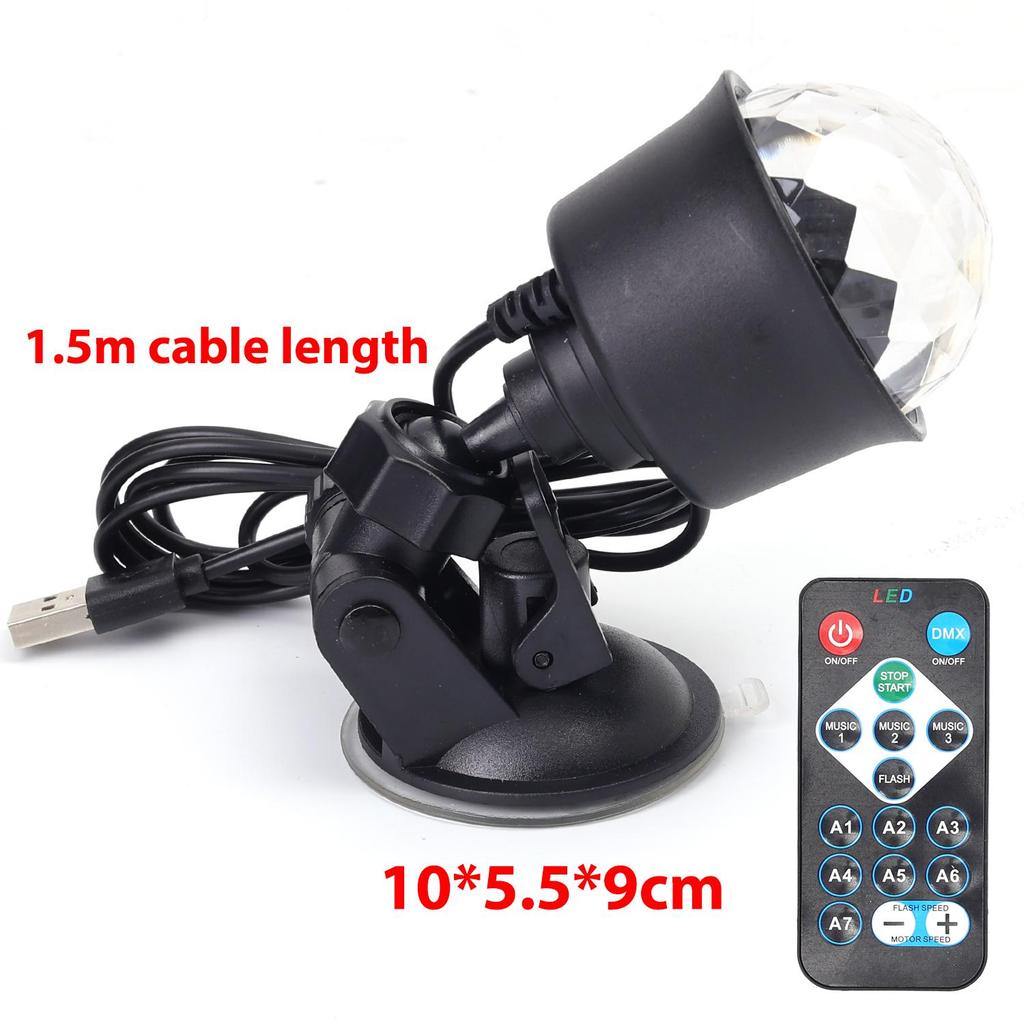 7 Colors Strobe Light USB+suction Cup Installation with Remote Control Disco Ball Lamps for Home Room Parties Car Ambient Light