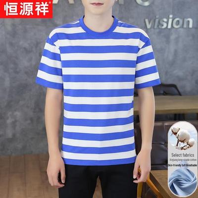 Hengyuanxiang Herren Sommer gestreiftes Kurzarm-T-Shirt