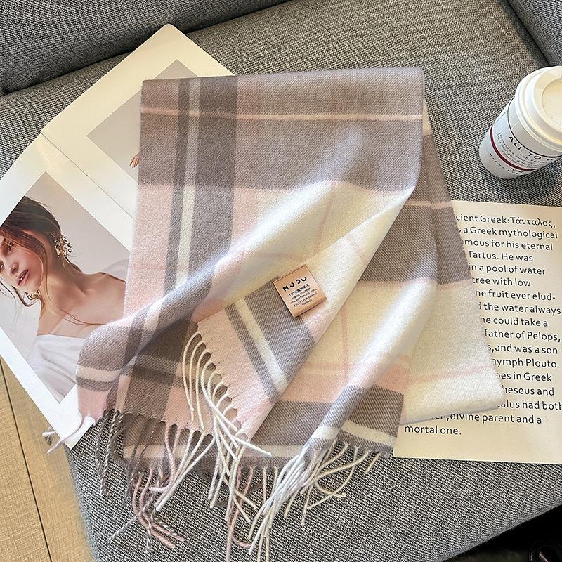 100 wool plaid scarf female winter student versatile male warm couple scarf birthday gift