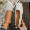 New Women's Flats Spring Autumn Fashion Square Head Solid Light Mouth Candy Mesh Breathable Large Women's Flat Shoes Single Shoe