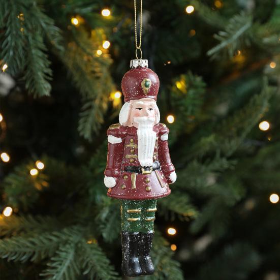 Nutcracker Puppet Pendant Christmas Decoration Soldier Wooden Hanging Ornaments Xmas Tree Figure Toy Fireplace Entrance Decor