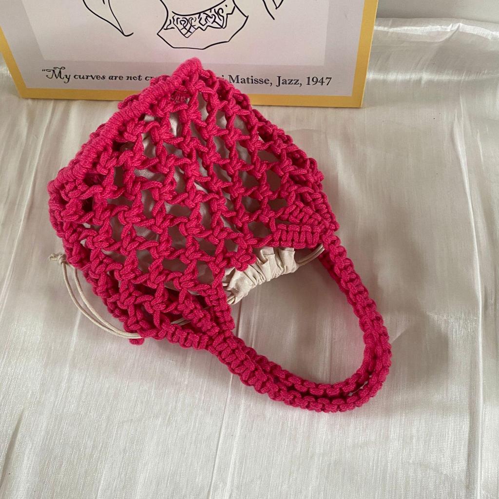 Mini Sac Seau en Paille Tendance pour Femme - Sac à Main Tissé Polyvalent d'Été