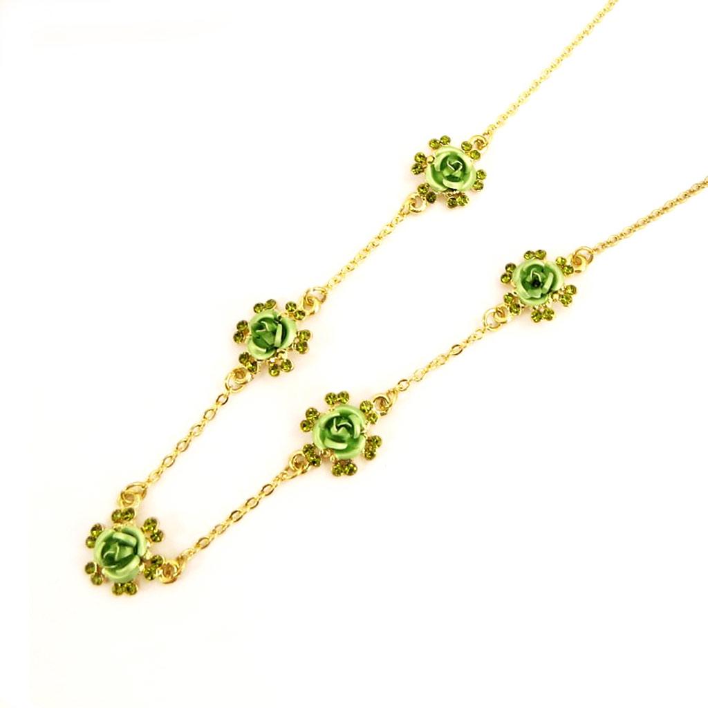 Les Trésors De Lily [D6288] - Designer Necklace 'Rosa Romantica' Green