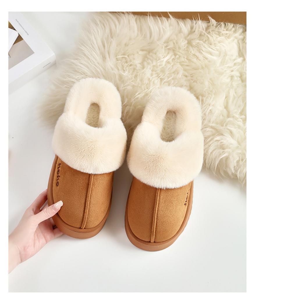 Winter Velvet Thickened Cotton Slippers for Women, Anti Slip and Warm for External Wear, Household Slippers for Indoor Use, Winter Cotton Slippers