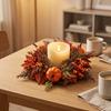Fade Resistant Autumn Pumpkin Candle Holder Long Lasting Fall Harvest Wreath  Door Decor
