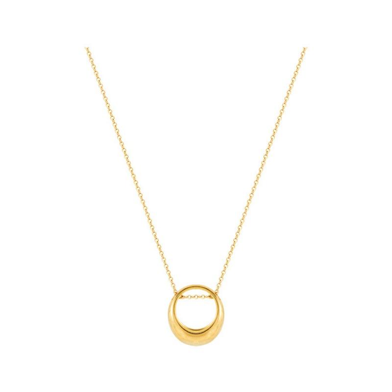 Gold Plated Stainless Steel Twisted Circle Pendant Necklace