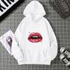 Loose Long Sleeve Women's Hoodie Lip Print Trendy plus Size Cross-Border Pattern Crew Neck Regular Length Girl Style