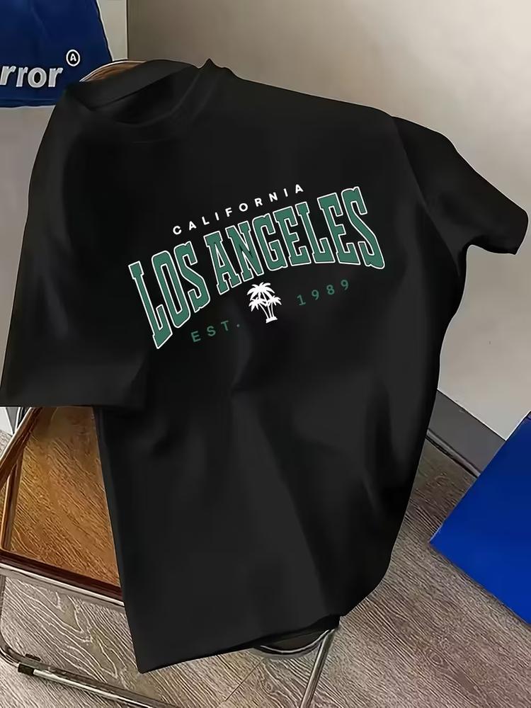 Mens Los Angeles Graphic Tshirt Short Sleeve Summer Casual Crew Neck Tee Top
