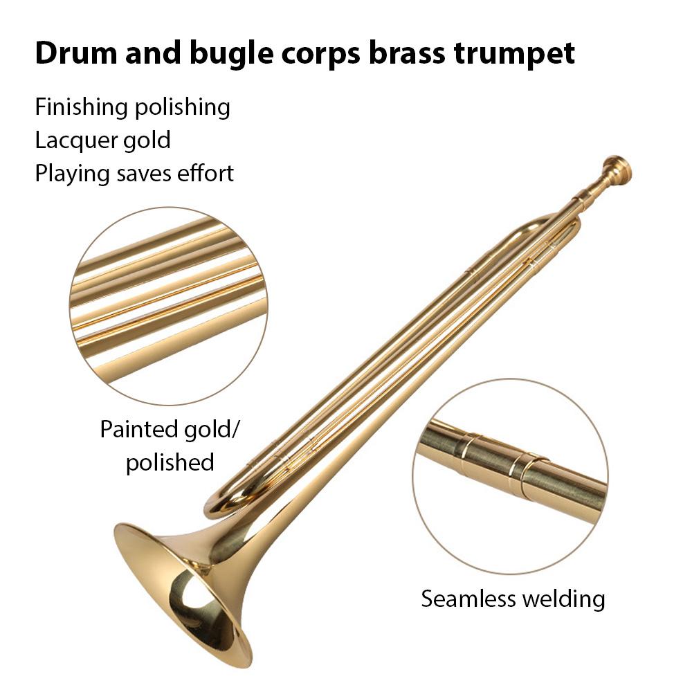 Brass Trumpet Bb Flat Bugle with Mouthpiece Orchestra Music Instrument Gold Lacquer Finish for