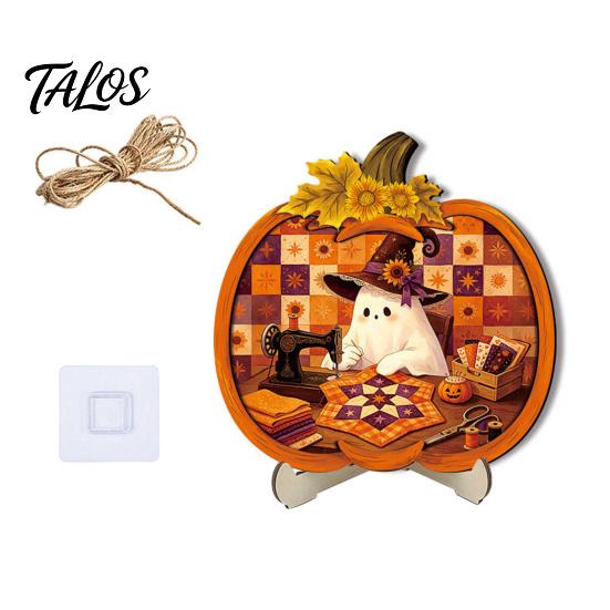 Festive Decor Halloween Door Sign, Glowing Ghost Hanging Decor, Wooden LED Window Theme Ornament for Party, Spooky Wall Pendant Home Decorative Props