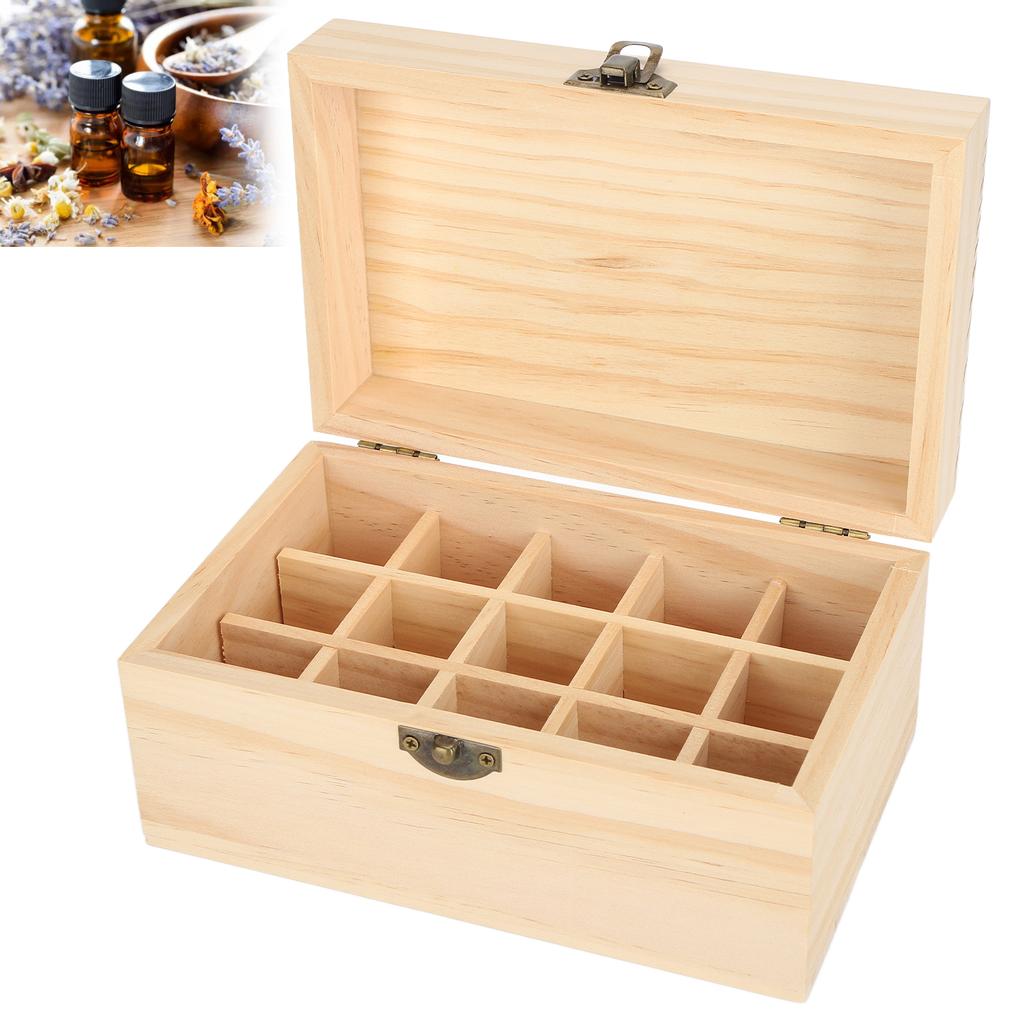 15 Slot Essential Oil Box Pine Display Anti Sunlight Essential Oil Storage Case for Home Beauty Center