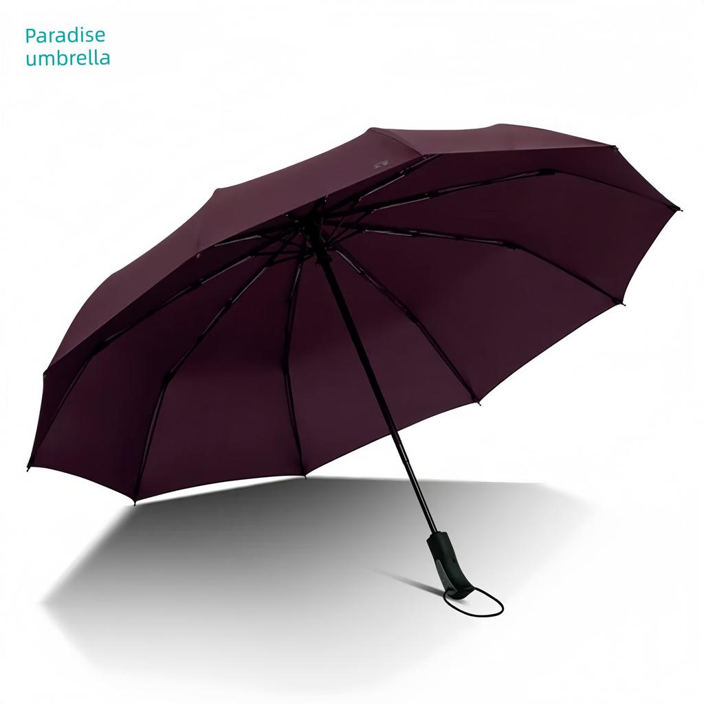 Paradise Umbrella Fully Automatic Storm-Resistant Umbrella, Three-Fold, 10-Rib, Extra Large and Reinforced, One-Button Open/Close, Business Style